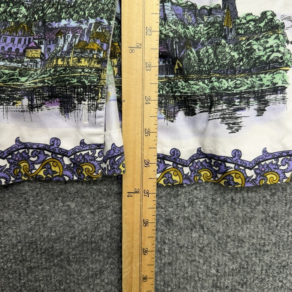 Vintage France Women's Button Up Shirt Paintings City Art Size Large Purple - Picture 4 of 8